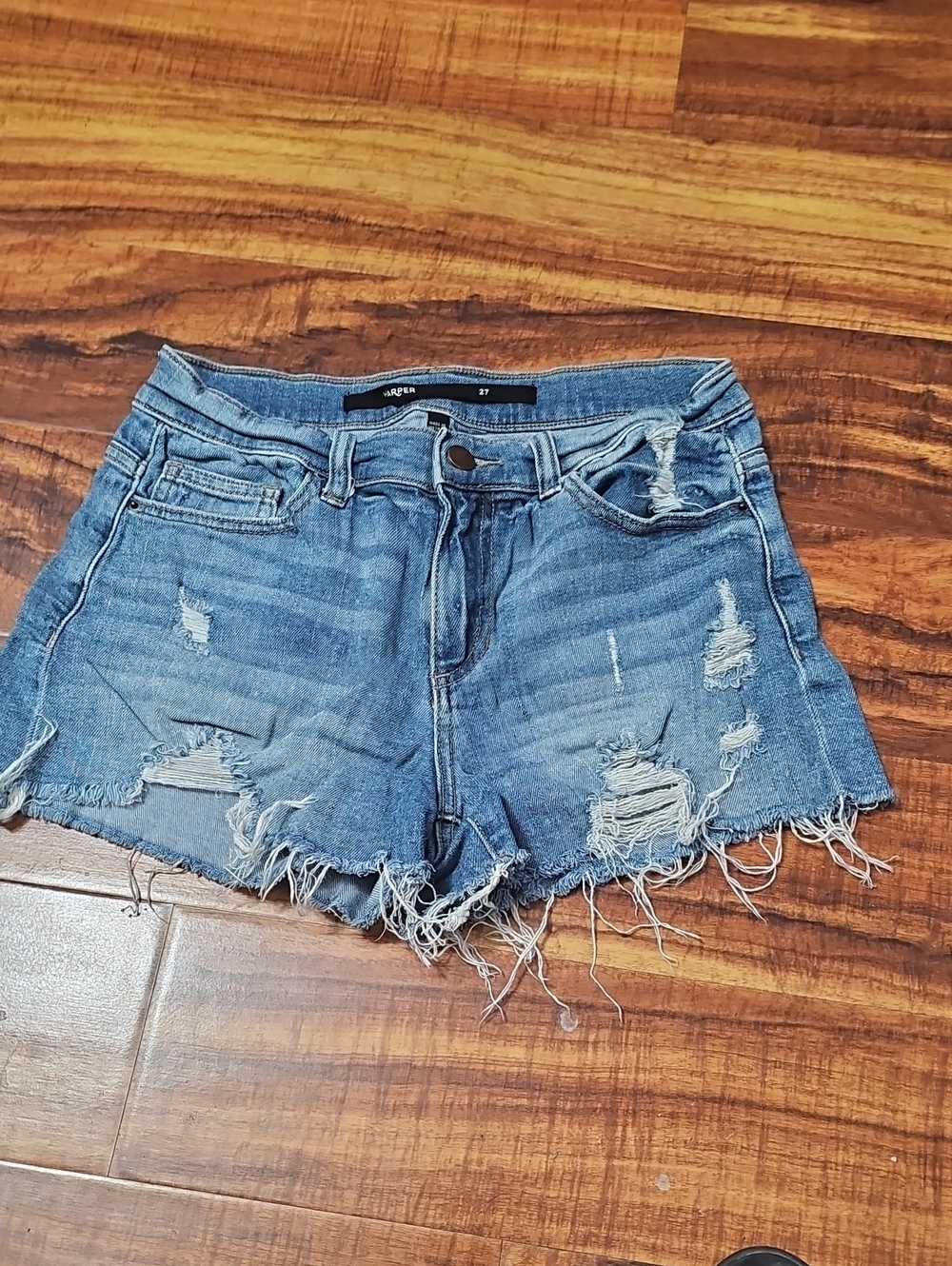 Harper Blue Distressed Denim Jean Short Shorts Size 27
